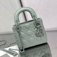 Mini Lady Dior Bag In Ultramatte Cannage Calfskin Rock Ash