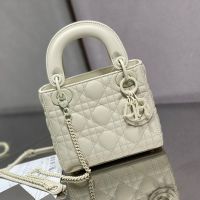 Mini Lady Dior Bag In Ultramatte Cannage Calfskin White