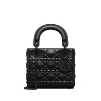 Mini Lady Dior Bag Ultramatte Cannage Calfskin with Diamond Motif Black
