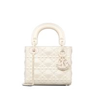 Mini Lady Dior Bag Ultramatte Cannage Calfskin with Diamond Motif White