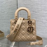 Small Lady Dior My ABCDior Bag In Cannage Lambskin Apricot