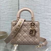 Small Lady Dior My ABCDior Bag In Cannage Lambskin Beige