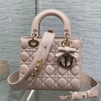 Small Lady Dior My ABCDior Bag with Detachable Bow in Cannage Lambskin Pink