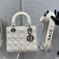 Lady Dior My ABCDior Bag In Cannage Lambskin White/Silver
