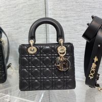 Lady Dior My ABCDior Bag In Enamel Cannage Lambskin Black