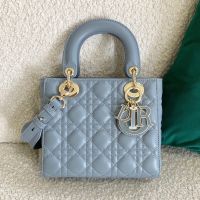 Lady Dior My ABCDior Bag In Enamel Cannage Lambskin Sky Blue