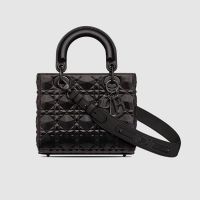 Small Lady Dior My ABCDior Bag In Ultramatte Cannage Calfskin with Diamond Motif Black