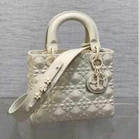 Lady Dior My ABCDior Bag In Ultramatte Cannage Calfskin with Diamond Motif White