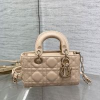 Micro Lady D-Joy Bag In Cannage Lambskin Apricot