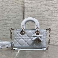 Lady D-Joy Micro Bag with Detachable Bow in Cannage Lambskin Glacier Blue