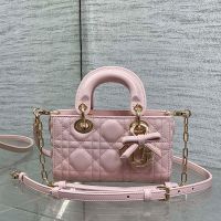 Lady D-Joy Micro Bag with Detachable Bow in Cannage Lambskin Pink