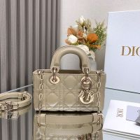 Micro Lady D-Joy Bag In Cannage Lambskin Khaki