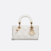 Micro Lady D-Joy Bag In Cannage Lambskin White
