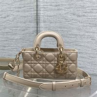 Mini Lady D-Joy Bag In Cannage Lambskin Beige