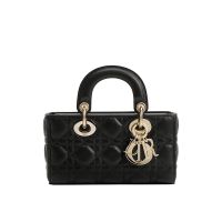 Mini Lady D-Joy Bag In Cannage Lambskin Black