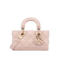 Mini Lady D-Joy Bag In Cannage Lambskin Cherry