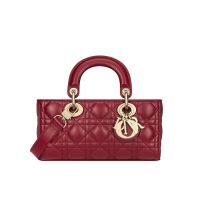 Small Lady D-Joy Bag In Cannage Lambskin Red