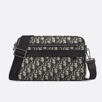 Maxi Dior Safari Bag with Strap In Oblique Motif Canvas Blue