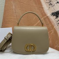 Medium Dior 30 Montaigne Avenue Top Handle Bag In Ribbed Calfskin Khaki