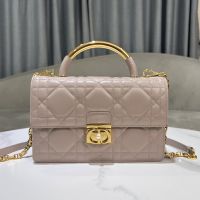 Medium Dior Ange Bag In Macrocannage Lambskin Pink