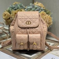 Medium Dior Caro Backpack In Macrocannage Lambskin Cherry