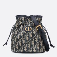 Mini Dior 30 Montaigne Bucket Bag In Oblique Jacquard Blue