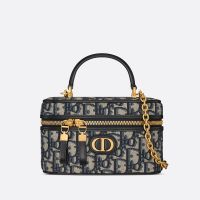 Mini Dior 30 Montaigne Vanity Case In Oblique Motif Canvas Blue