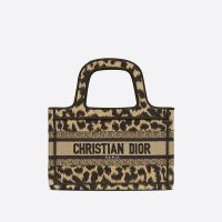 Mini Dior Book Tote In Mizza Motif Canvas Beige