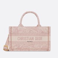 Mini Dior Book Tote with Strap In Toile De Jouy Motif Canvas Cherry