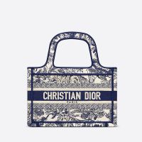 Mini Dior Book Tote In Toile De Jouy Motif Canvas Blue