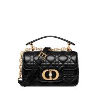 Mini Dior Jolie Top Handle Bag in Cannage Calfskin Black