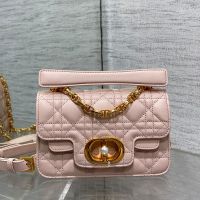 Mini Dior Jolie Top Handle Bag in Cannage Calfskin Pink