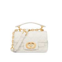 Mini Dior Jolie Top Handle Bag in Cannage Calfskin White