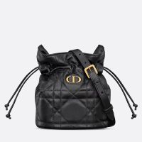 Mini Dior Miss Caro Bucket Bag Macrocannage Lambskin Black