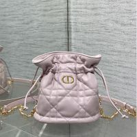 Mini Dior Miss Caro Bucket Bag In Macrocannage Lambskin Cherry