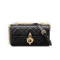 Mini Dior Miss Daisy Bag In Macrocannage Lambskin Black