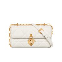 Mini Dior Miss Daisy Bag In Macrocannage Lambskin White