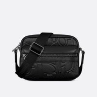 Mini Dior Rider 2.0 Zipped Messenger In Dior Signature Grained Calfskin Black