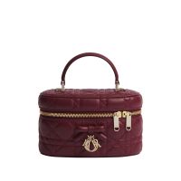 Dior Mini Vanity Case with Detachable Bow in Cannage Lambskin Burgundy
