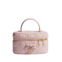 Dior Mini Vanity Case with Detachable Bow in Cannage Lambskin Pink