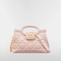 Mini Dior Jolie Top Handle Bag In Cannage Lambskin Pink