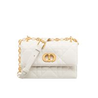 Mini Dior Miss Caro Bag In Macrocannage Lambskin White