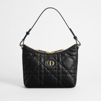 Mini Miss Caro Diorling Bag with Chain In Macrocannage Lambskin Black