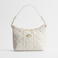 Mini Miss Caro Diorling Bag with Chain In Macrocannage Lambskin White