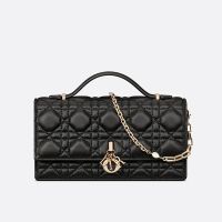 Mini Miss Dior Top Handle Bag In Cannage Lambskin Black