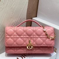 Mini Miss Dior Top Handle Bag In Cannage Lambskin Pink