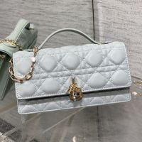 Mini Miss Dior Top Handle Bag In Cannage Lambskin Sky Blue