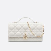 Mini Miss Dior Top Handle Bag In Cannage Lambskin White