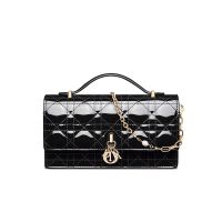Mini My Dior Bag In Patent Cannage Calfskin Black