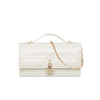 Mini My Dior Bag In Patent Cannage Calfskin White